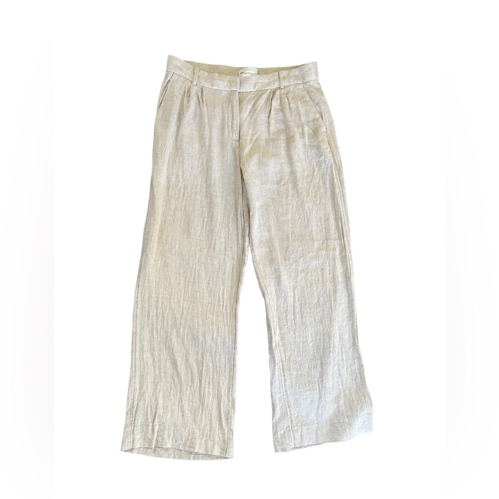 Abercrombie & Fitch Sloane Low Rise Tailored Linen-Blend Pant Sz 6/27 BEIGE - Picture 2 of 9